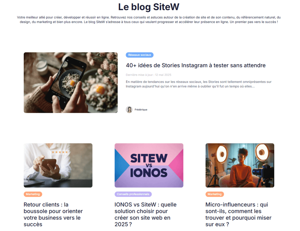 Le blog d'expert de SiteW