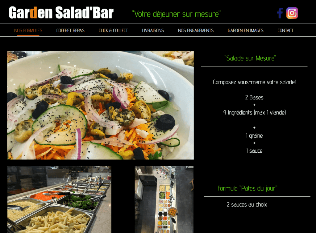Garden Salad'Bar, site web de restaurant