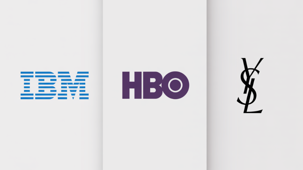 logos monogrammes de IBM, HBO et YSL