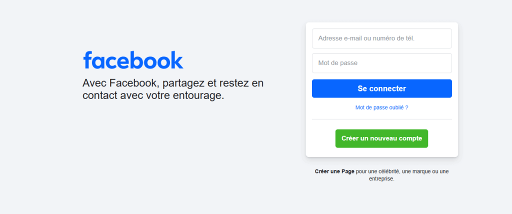 homepage Facebook