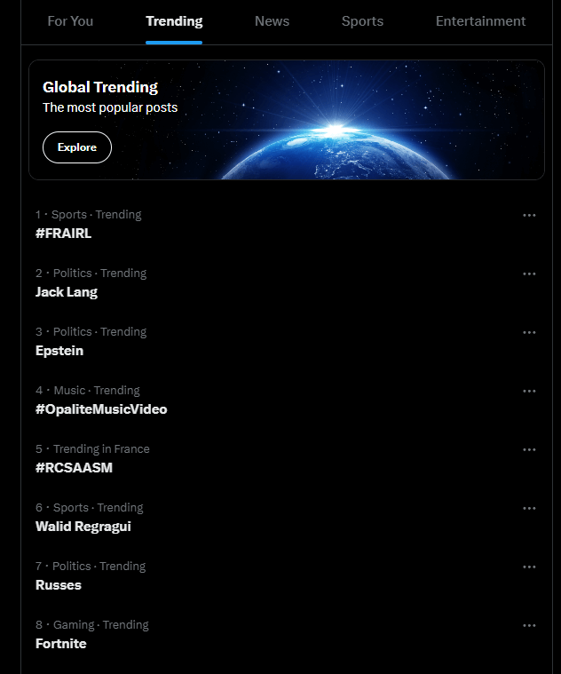 Trending hashtags sur X