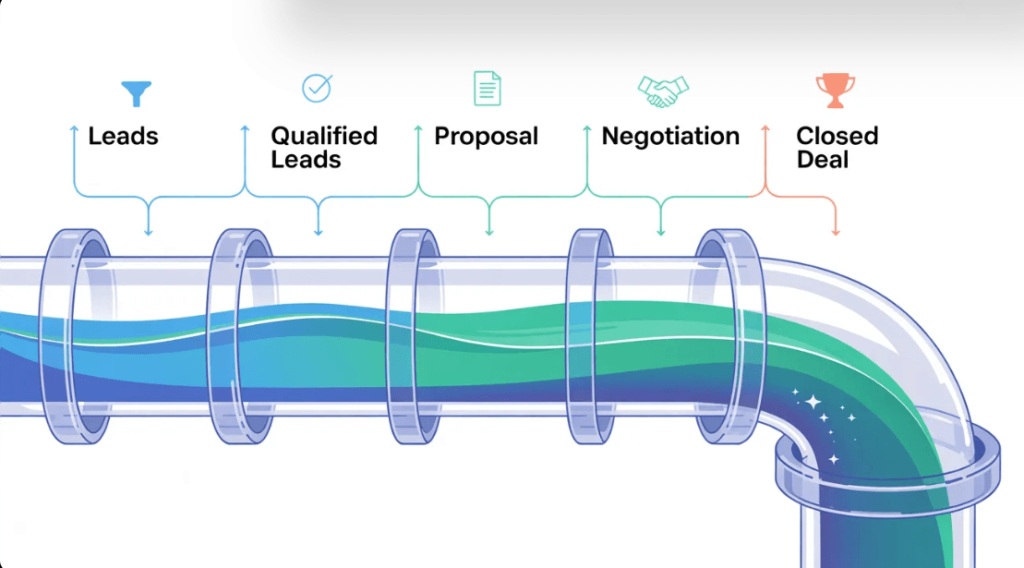 les différentes phases du pipeline commercial