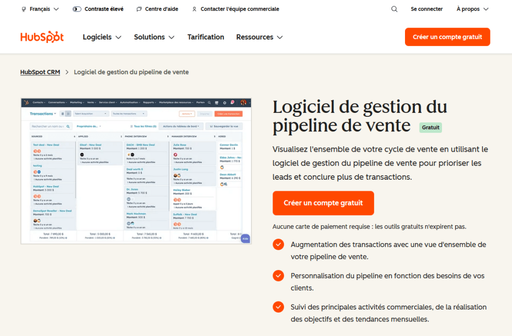 Hubspot, logiciel de gestion pour votre pipeline commercial