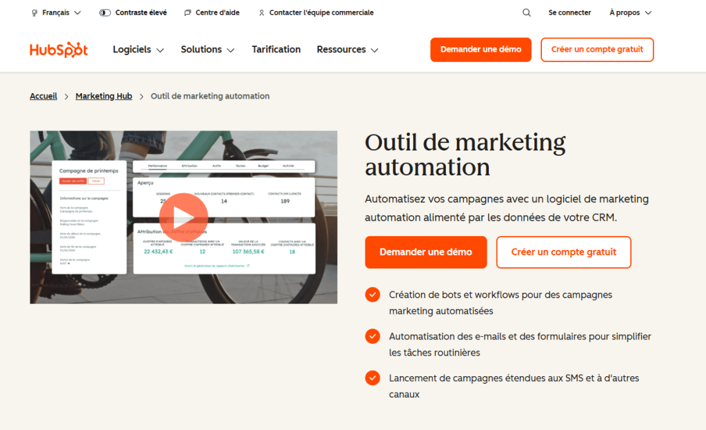 Outil marketing automation HubSpot