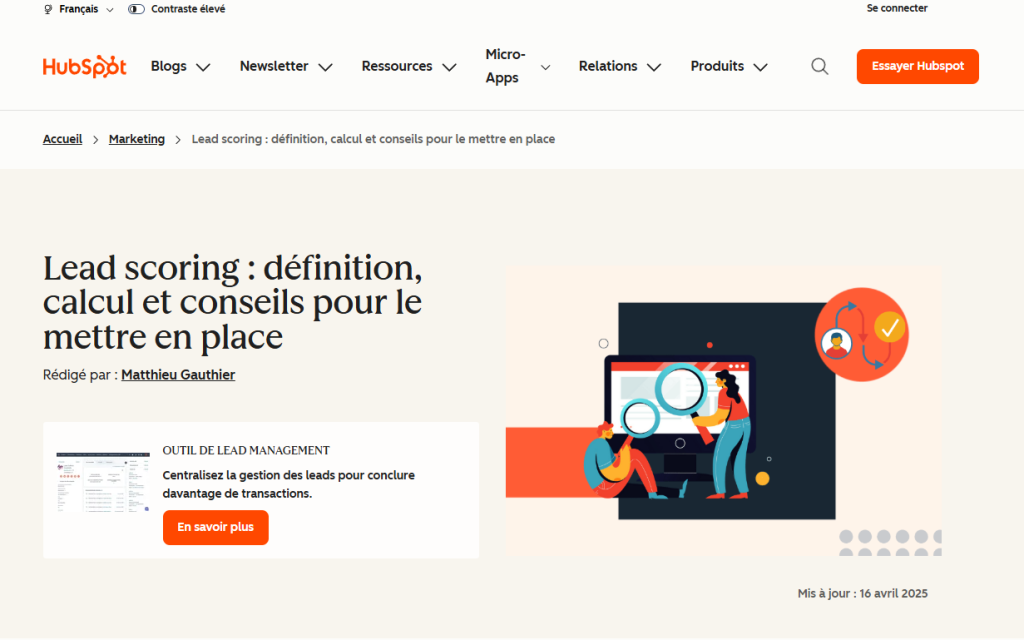 outil Lead Scoring HubSpot