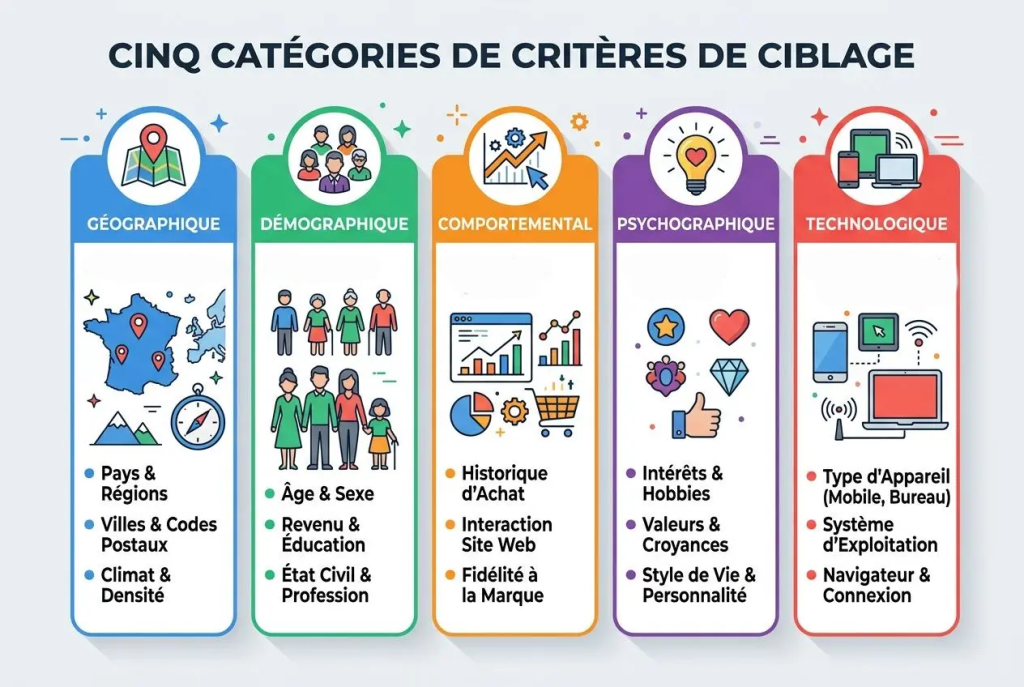 les 5 catégories de critères de ciblage client