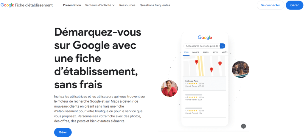 Fiche d'établissement Google My Business