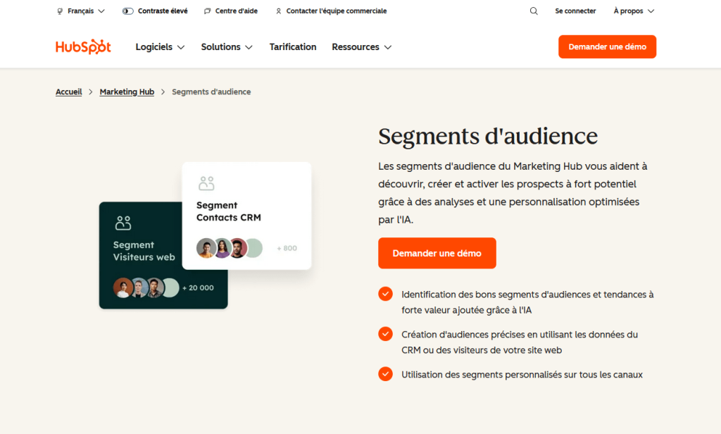 Outil Segments d'audience de HubSpot