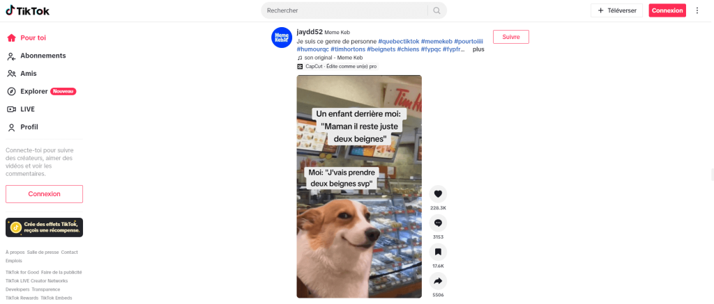 TikTok accueil