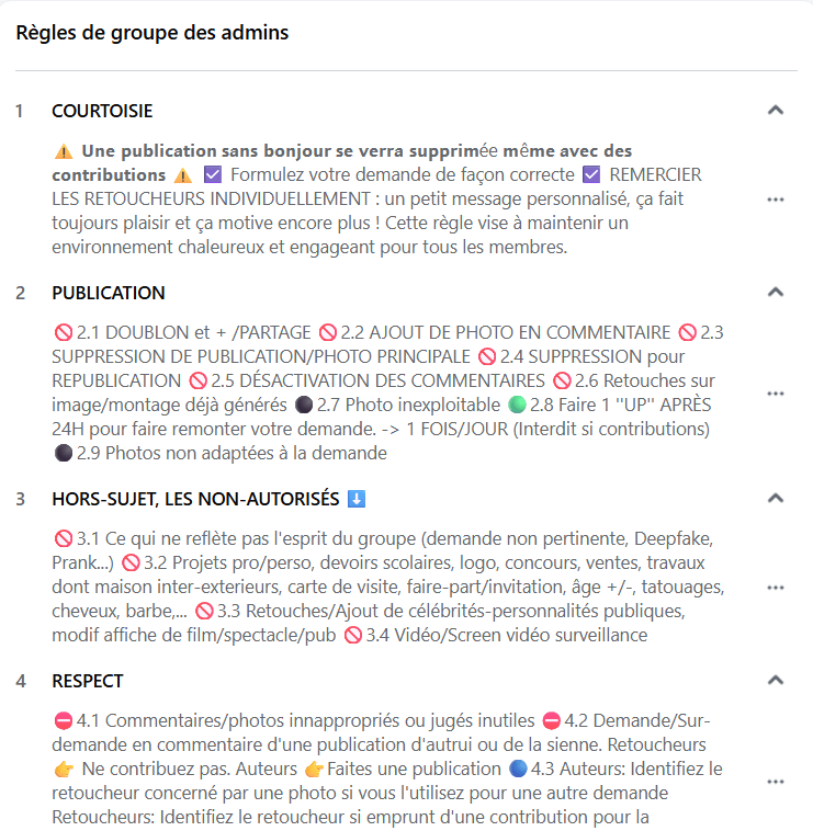 Règlementation d'un gourpe Facebook