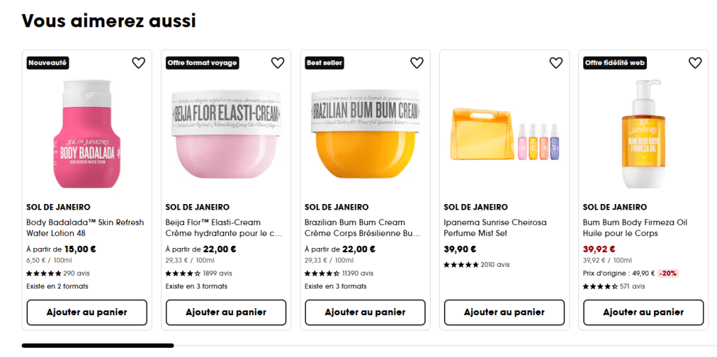 exemple upselling Sephora