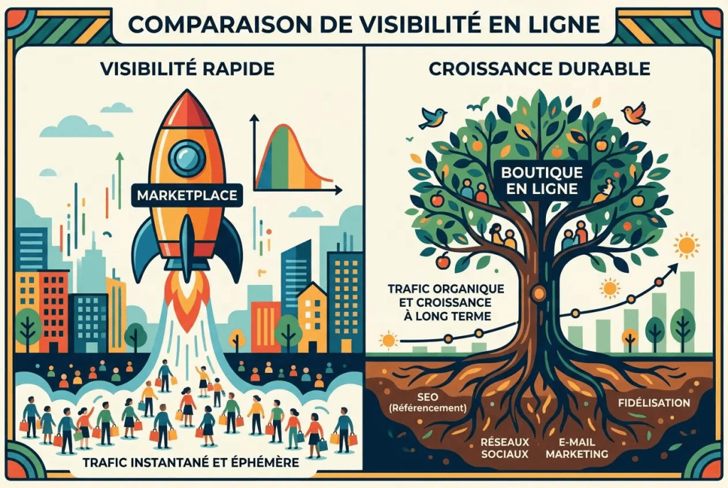 comparaison visibilité marketplace et eshop