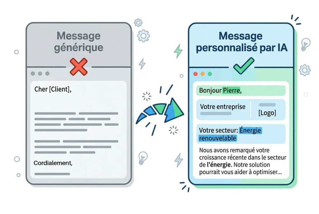 message de prospection générique vs message personnalisé