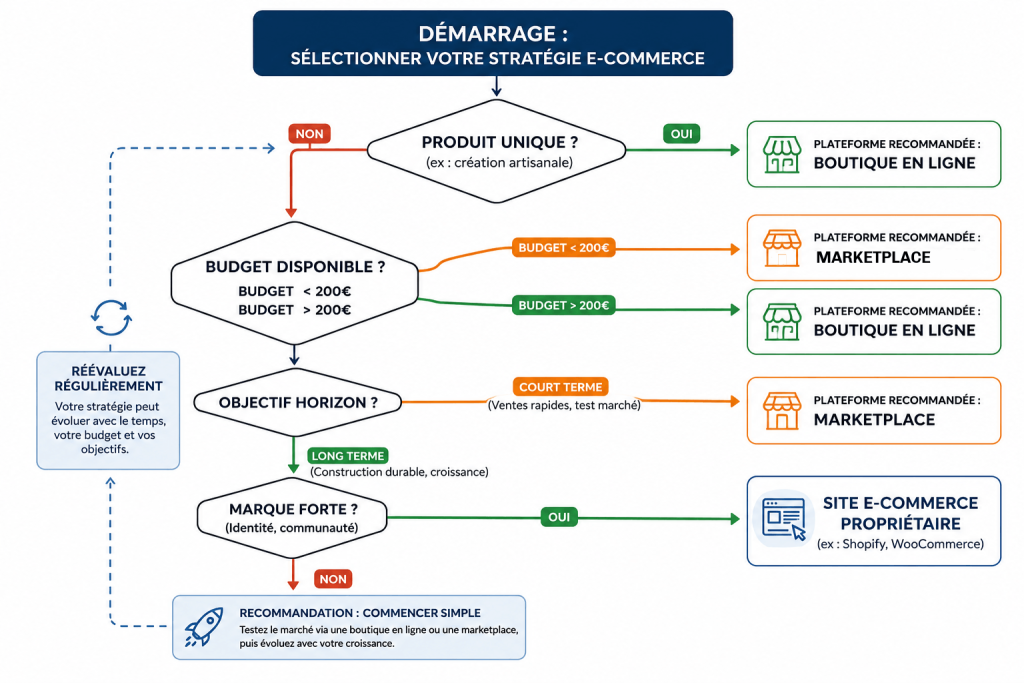 processus choix entre marketplace et site marchand